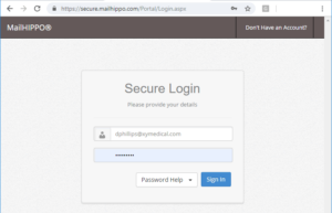 A screenshot of MailHippo&rsquo;s login page